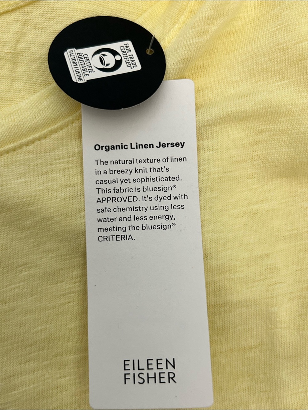 Eileen Fisher Organic Linen Shirt Top T-Shirt Women's Size L Yellow Short Sleeve - Picture 6 of 8